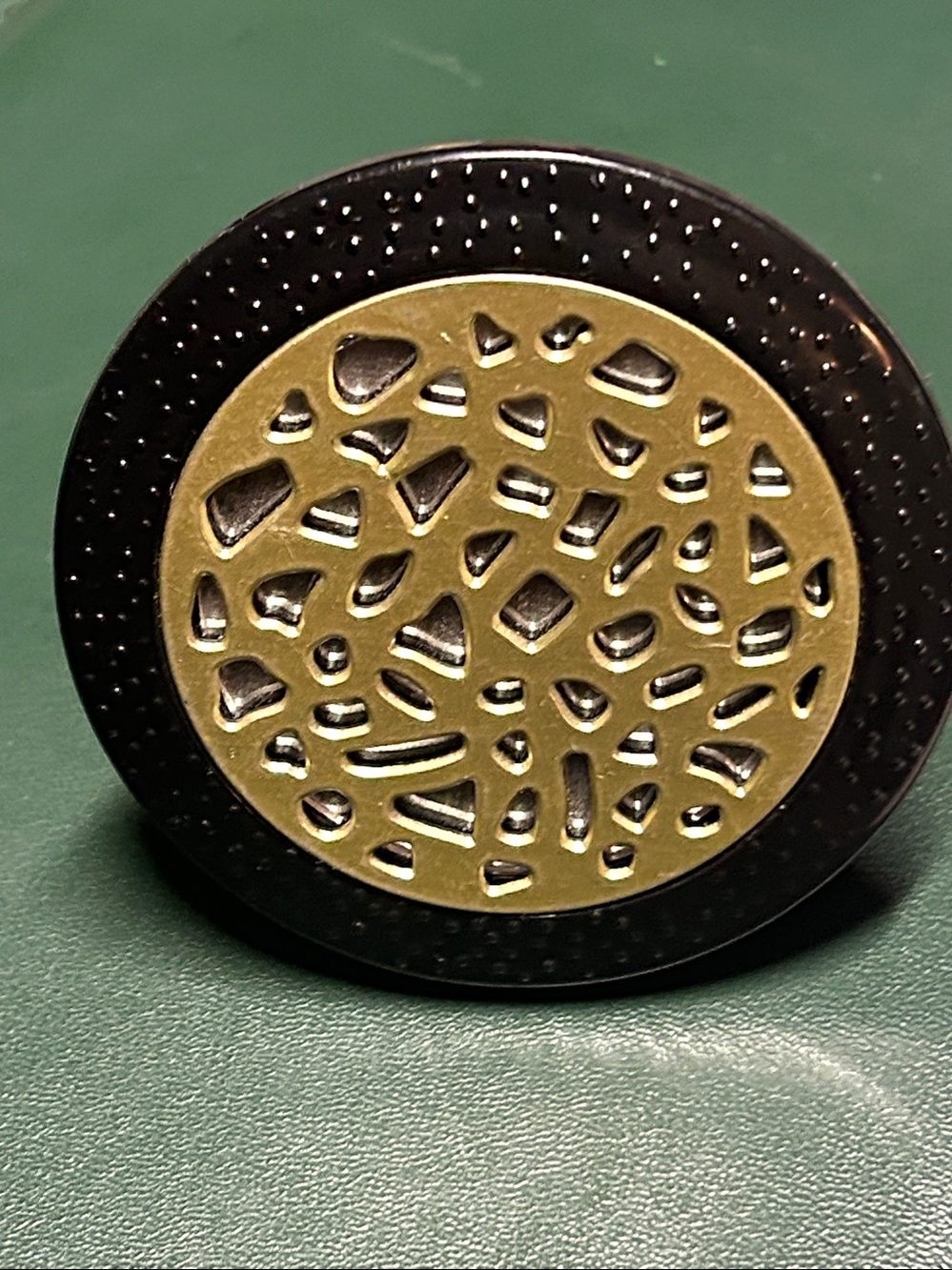 Beautiful compact mirror, gold, and black